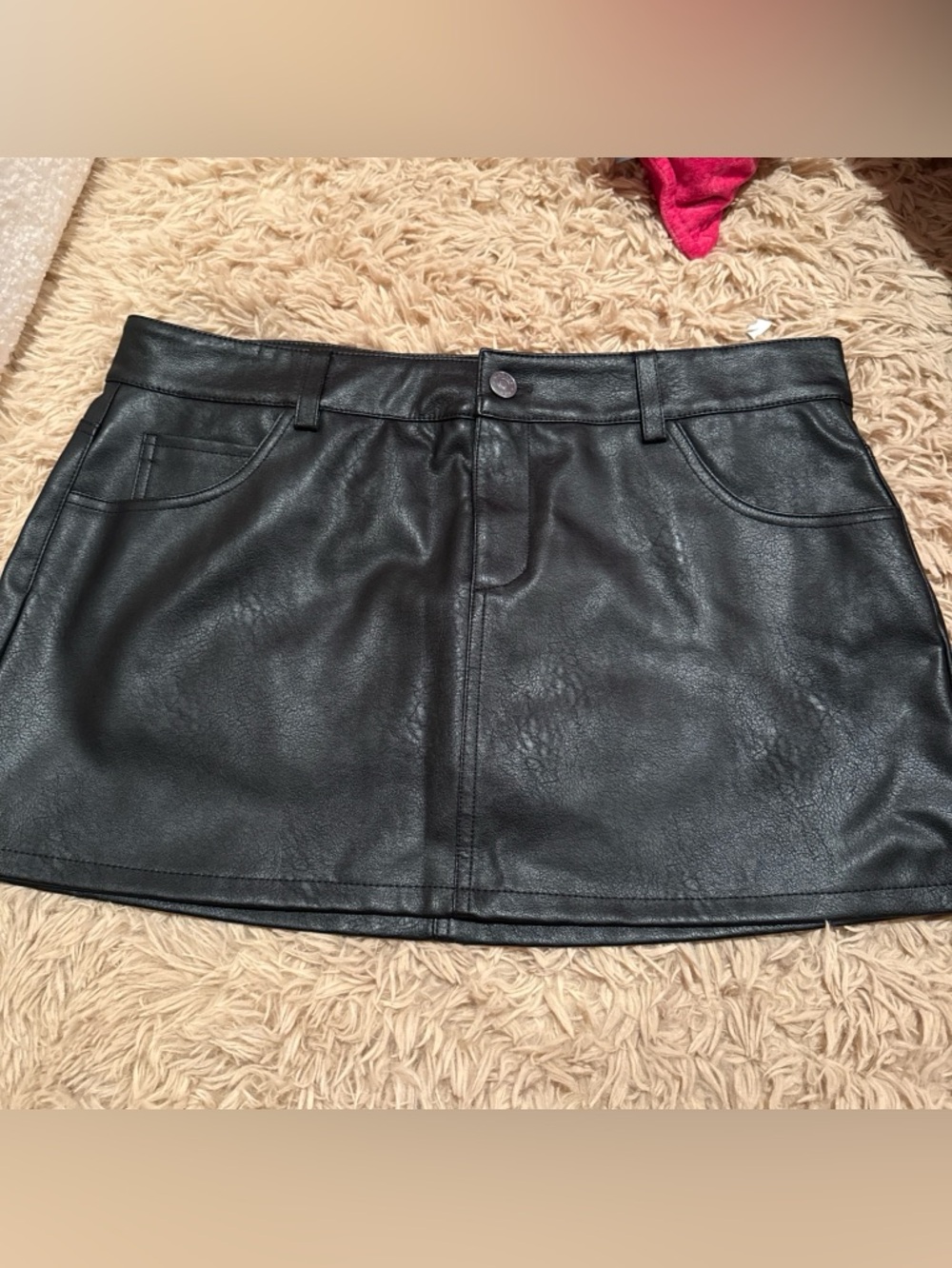 Garage Leather Black Mini Skort size Large